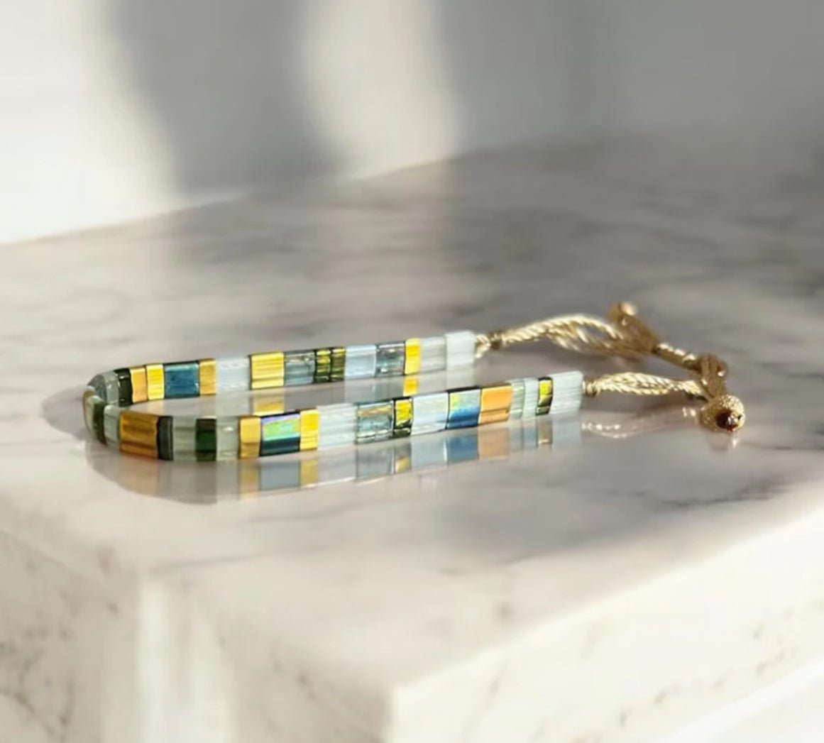 Bracelet Miyuki Tila plaqué or 24k – bracelet bohème chic réglable – fait main - Lagaleriepoetique