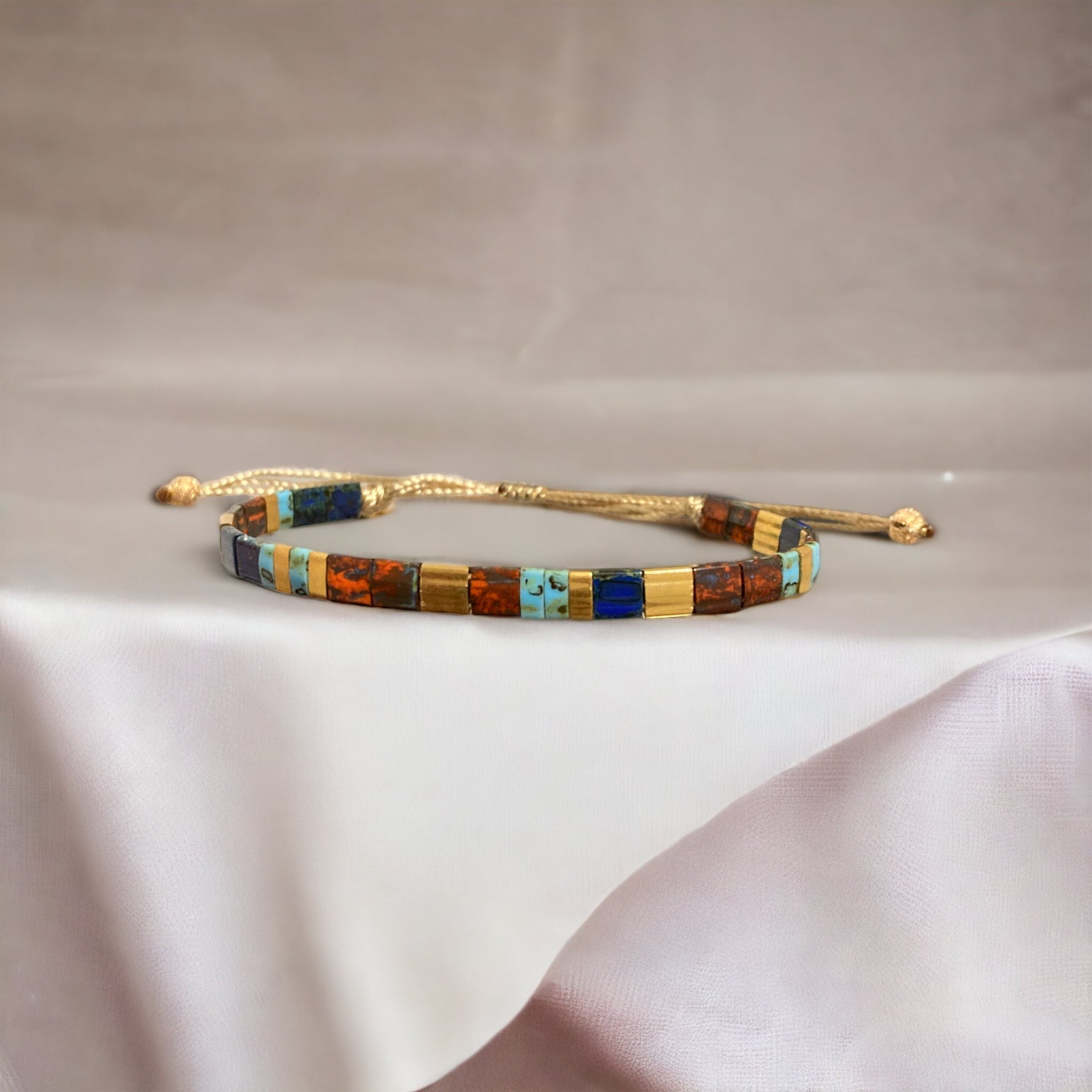Bracelet Miyuki Tila plaqué or 24k – bracelet bohème chic réglable – fait main - Lagaleriepoetique