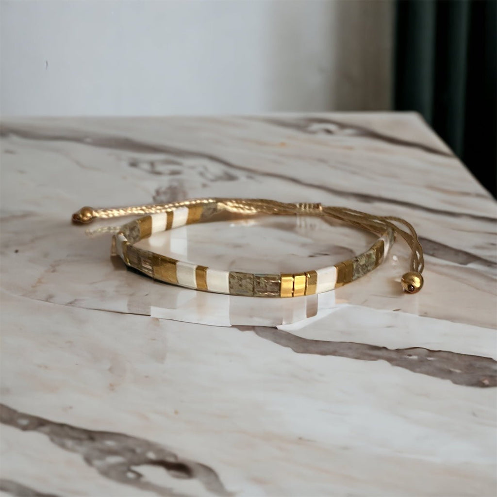 Bracelet Miyuki Tila plaqué or 24k – bracelet bohème chic réglable – fait main - Lagaleriepoetique