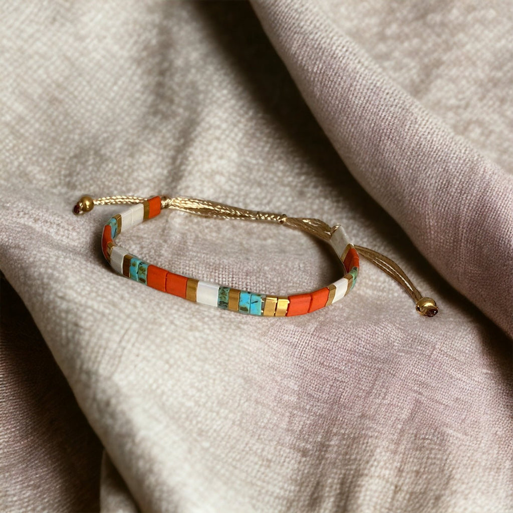 Bracelet Miyuki Tila plaqué or 24k – bracelet bohème chic réglable – fait main - Lagaleriepoetique