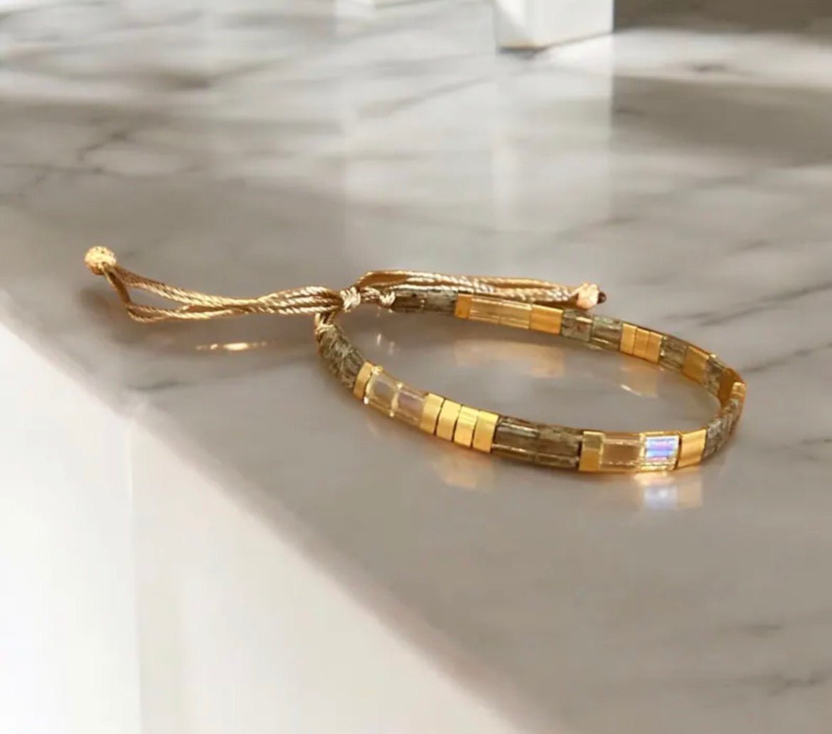 Bracelet Miyuki Tila plaqué or 24k – bracelet bohème chic réglable – fait main - Lagaleriepoetique