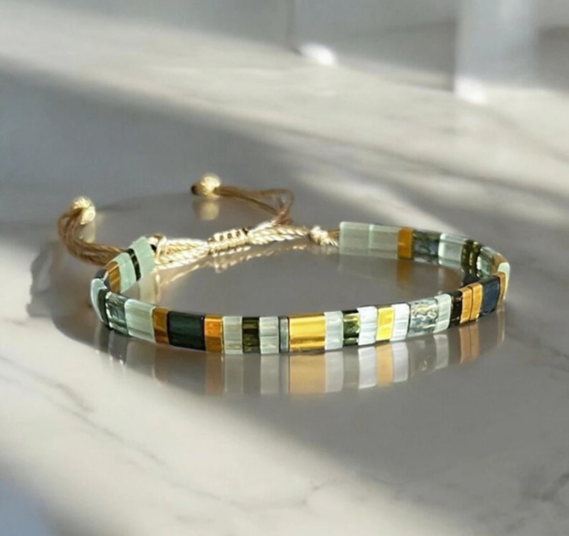 Bracelet Miyuki Tila plaqué or 24k – bracelet bohème chic réglable – fait main - Lagaleriepoetique
