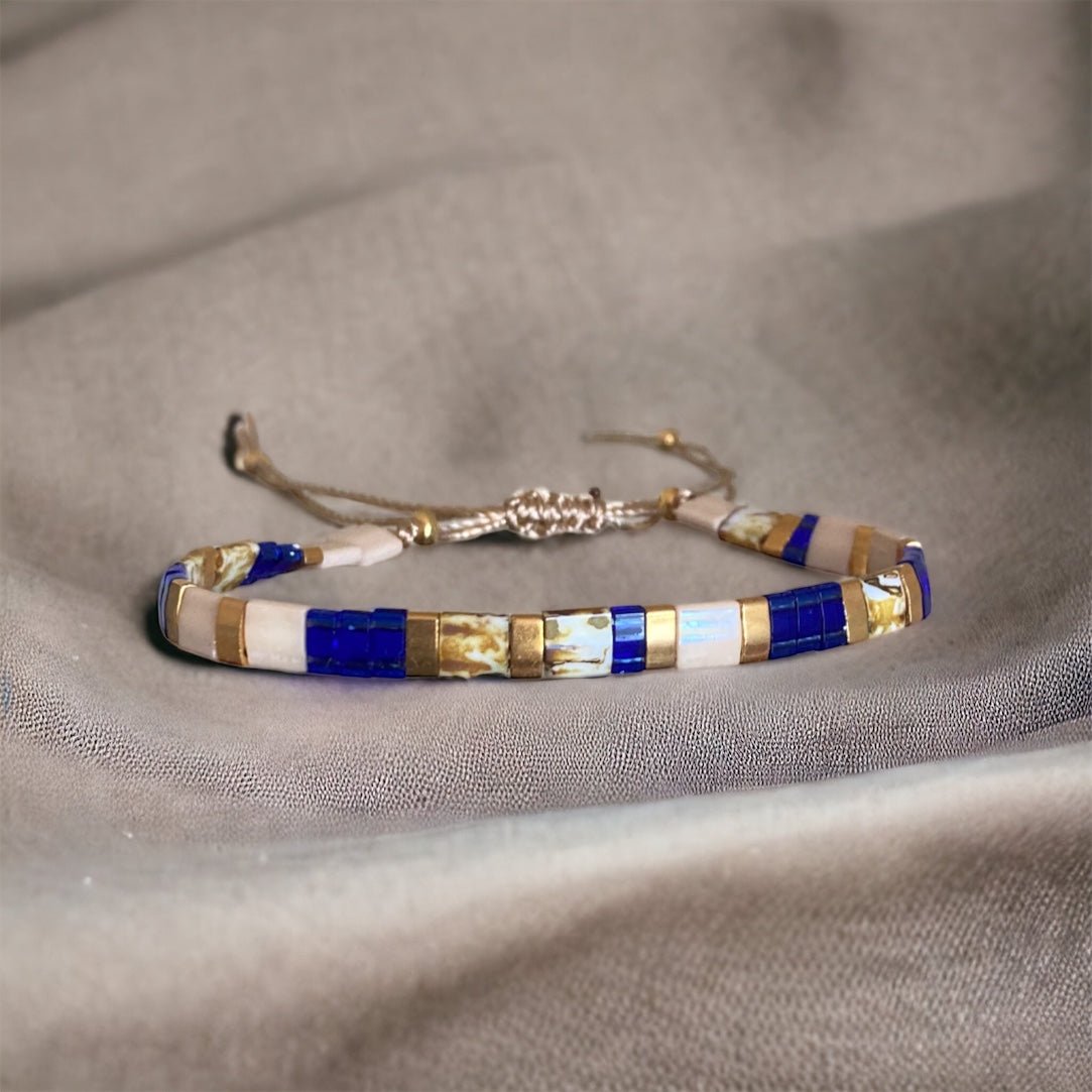 Bracelet Miyuki Tila plaqué or 24k – bracelet bohème chic réglable – fait main - Lagaleriepoetique