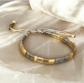 Bracelet Miyuki Tila plaqué or 24k – bracelet bohème chic réglable – fait main - Lagaleriepoetique