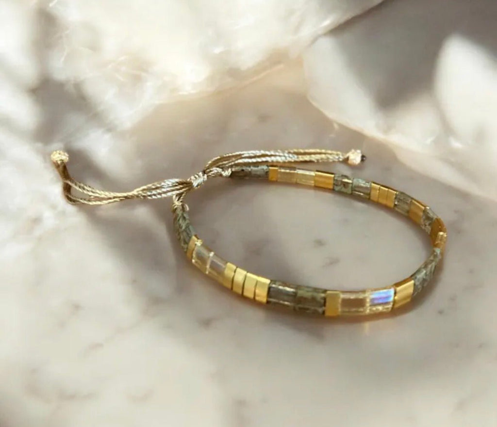 Bracelet Miyuki Tila plaqué or 24k – bracelet bohème chic réglable – fait main - Lagaleriepoetique