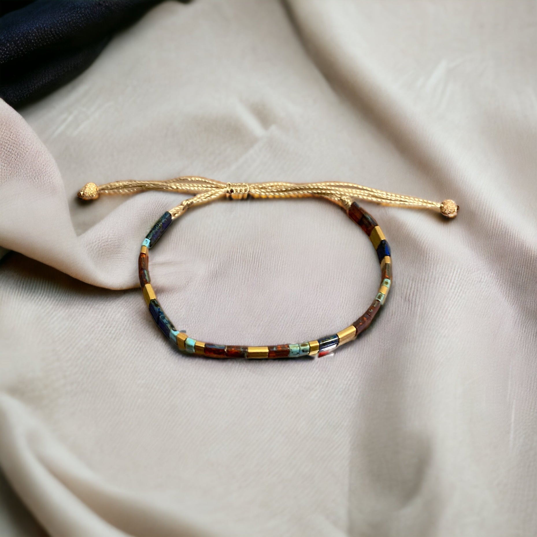 Bracelet Miyuki Tila plaqué or 24k – bracelet bohème chic réglable – fait main - Lagaleriepoetique
