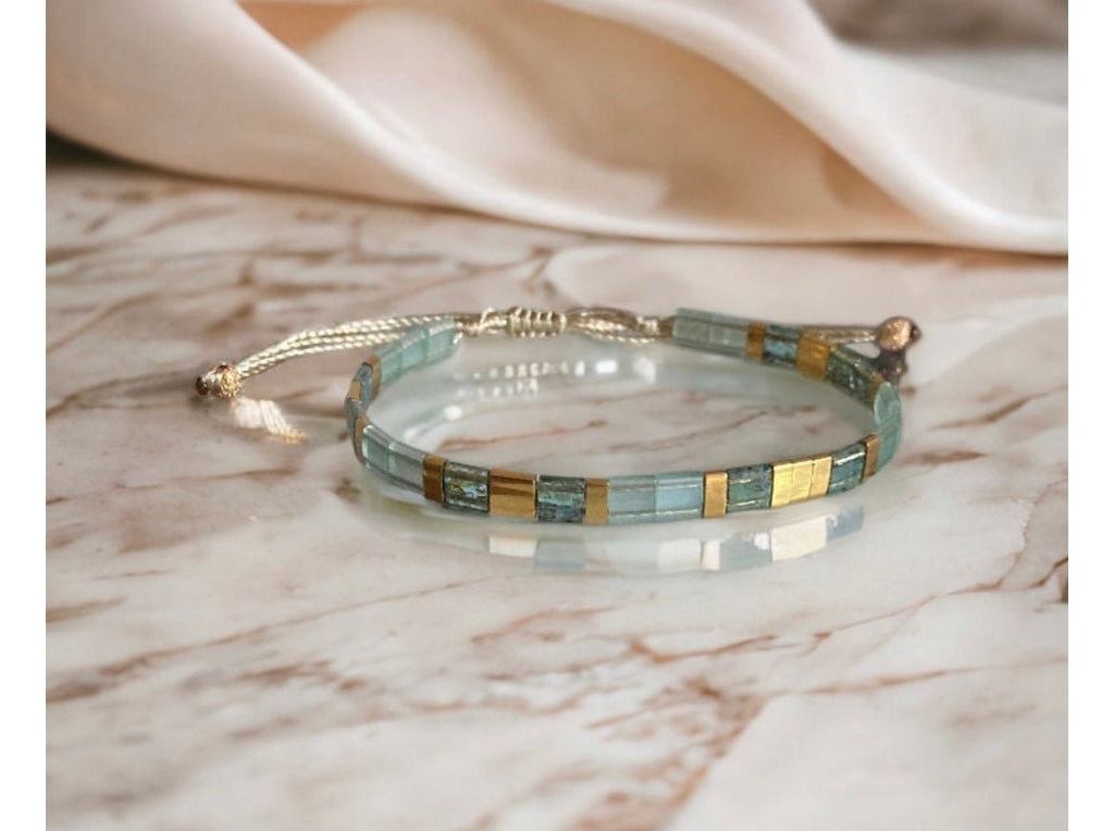 Bracelet Miyuki Tila plaqué or 24k – bracelet bohème chic réglable – fait main - Lagaleriepoetique