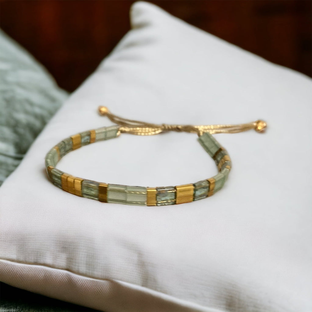 Bracelet Miyuki Tila plaqué or 24k – bracelet bohème chic réglable – fait main - Lagaleriepoetique