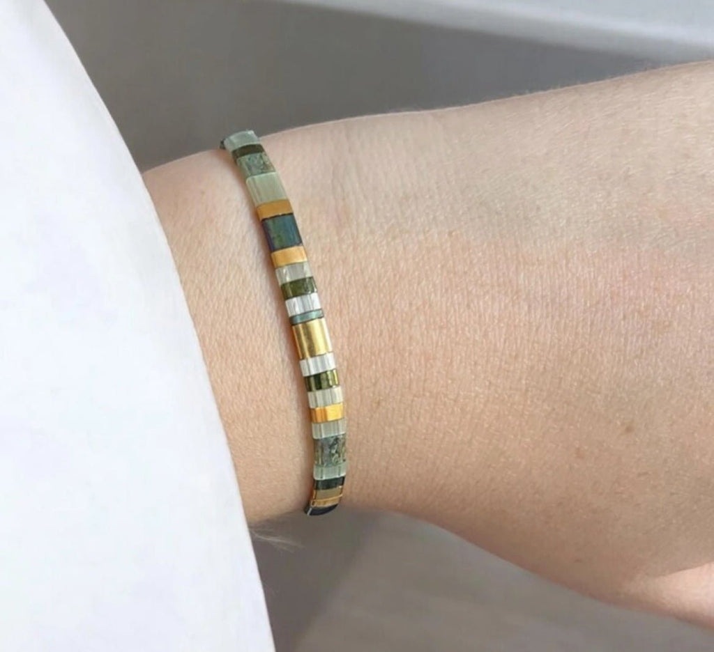 Bracelet Miyuki Tila plaqué or 24k – bracelet bohème chic réglable – fait main - Lagaleriepoetique