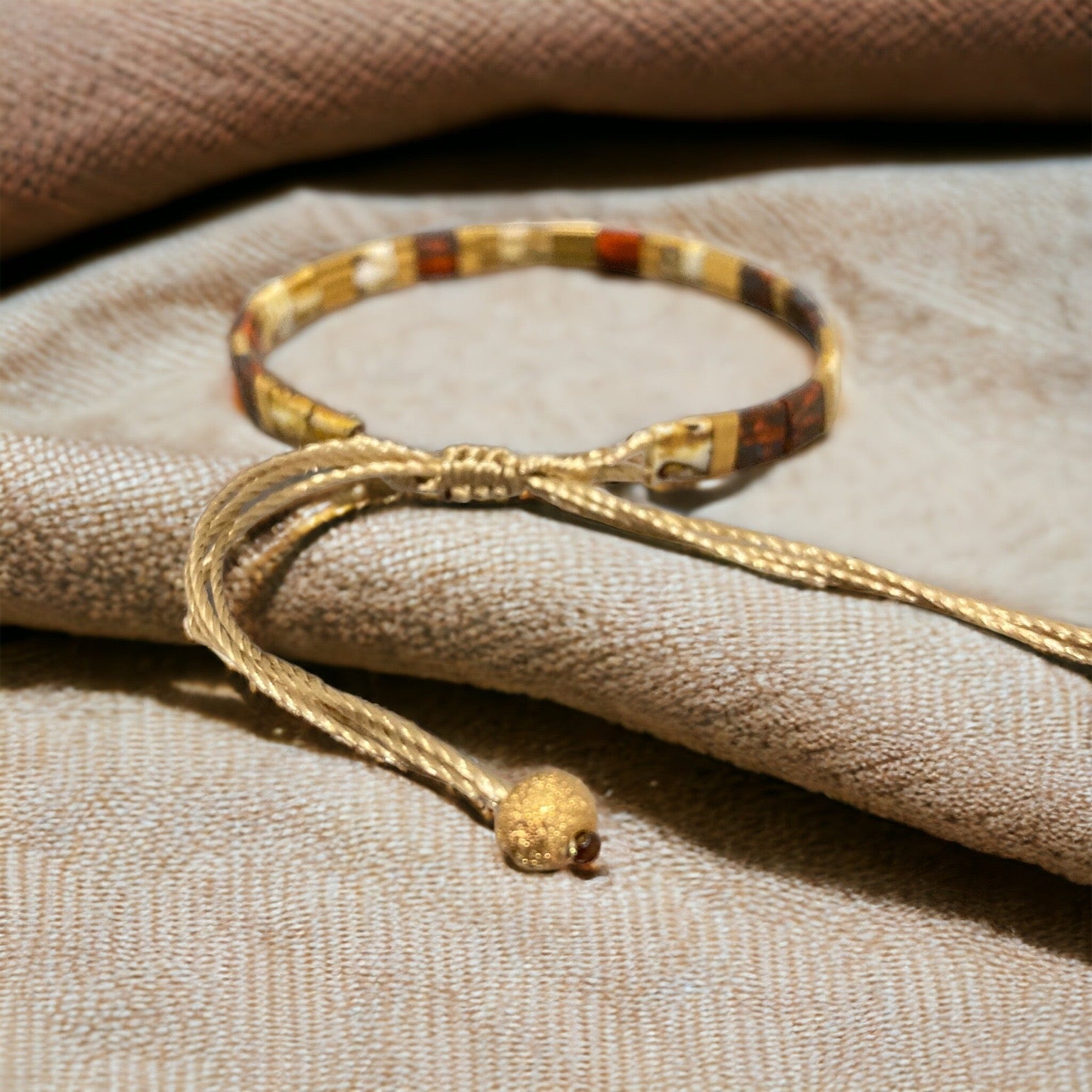 Bracelet Miyuki Tila plaqué or 24k – bracelet bohème chic réglable – fait main - Lagaleriepoetique