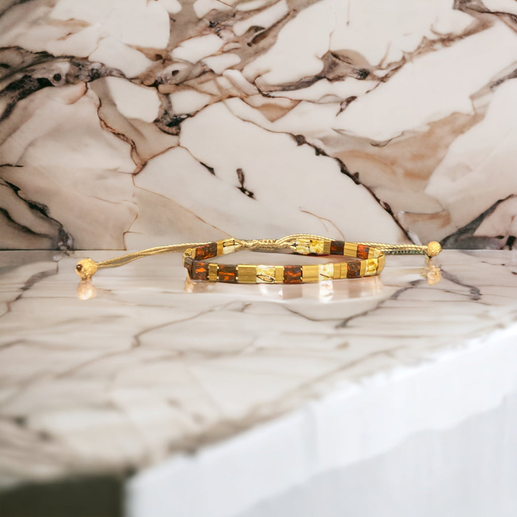 Bracelet Miyuki Tila plaqué or 24k – bracelet bohème chic réglable – fait main - Lagaleriepoetique