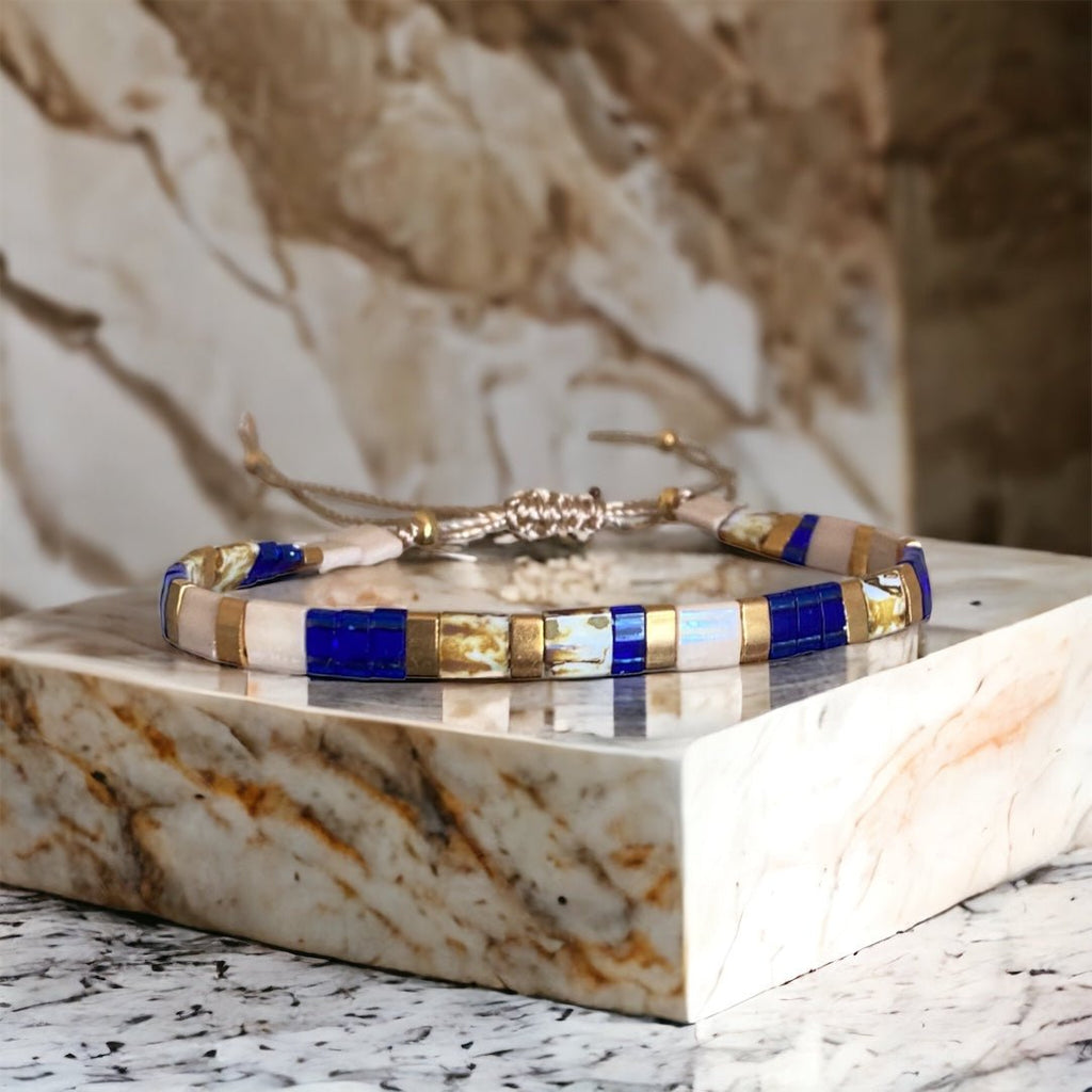 Bracelet Miyuki Tila plaqué or 24k – bracelet bohème chic réglable – fait main - Lagaleriepoetique