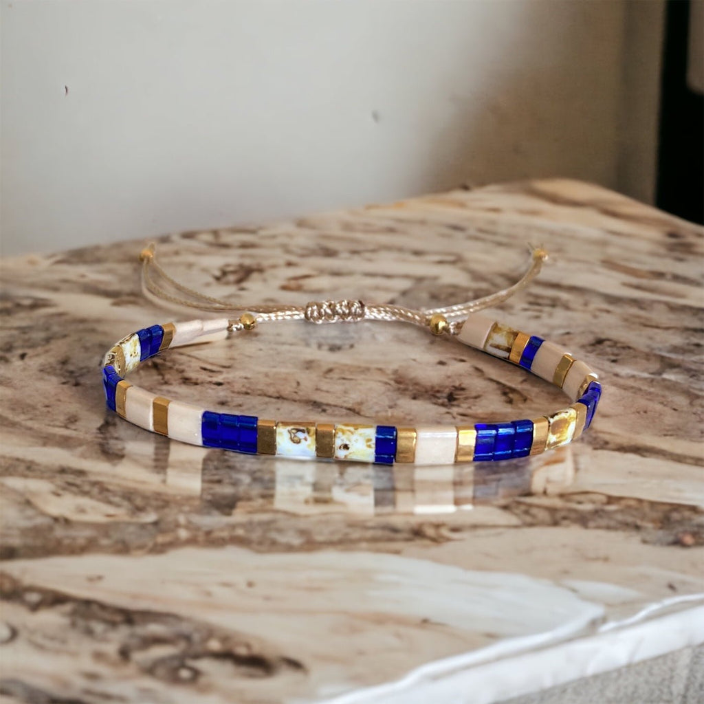 Bracelet Miyuki Tila plaqué or 24k – bracelet bohème chic réglable – fait main - Lagaleriepoetique