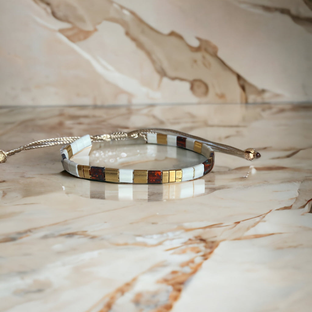Bracelet Miyuki Tila plaqué or 24k – bracelet bohème chic réglable – fait main - Lagaleriepoetique