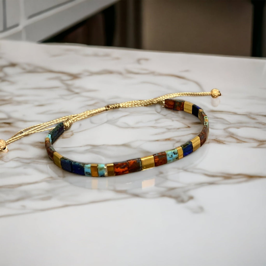 Bracelet Miyuki Tila plaqué or 24k – bracelet bohème chic réglable – fait main - Lagaleriepoetique
