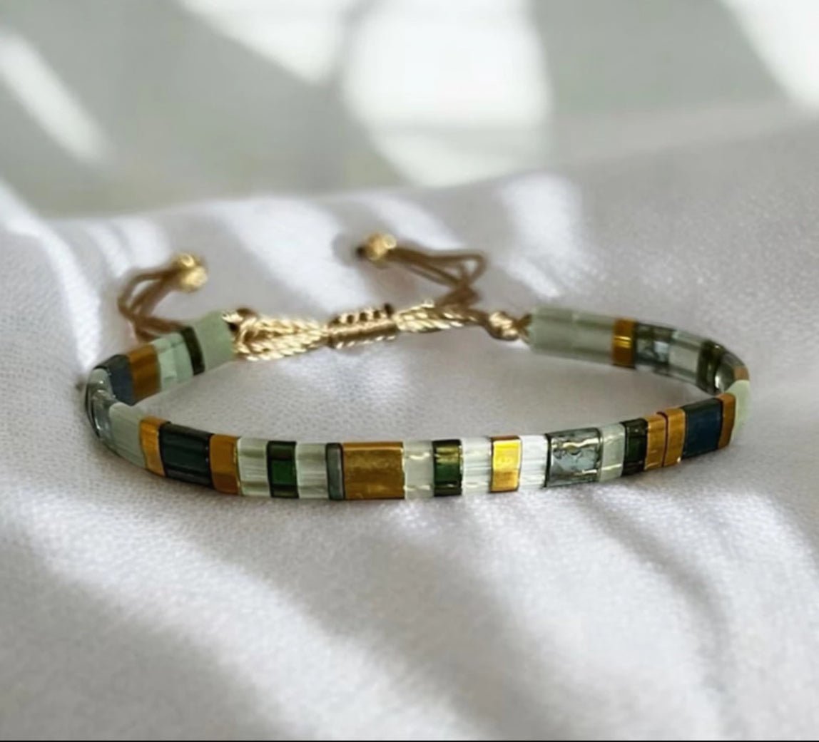 Bracelet Miyuki Tila plaqué or 24k – bracelet bohème chic réglable – fait main - Lagaleriepoetique