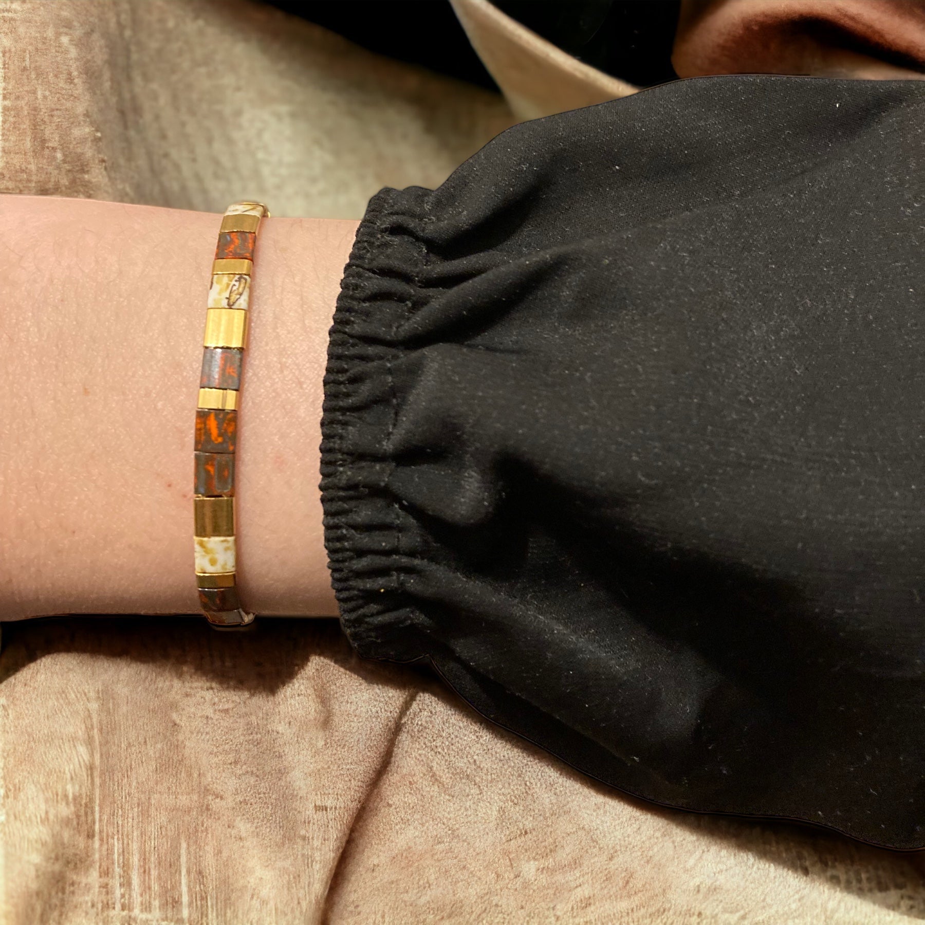 Bracelet Miyuki Tila plaqué or 24k – bracelet bohème chic réglable – fait main - Lagaleriepoetique