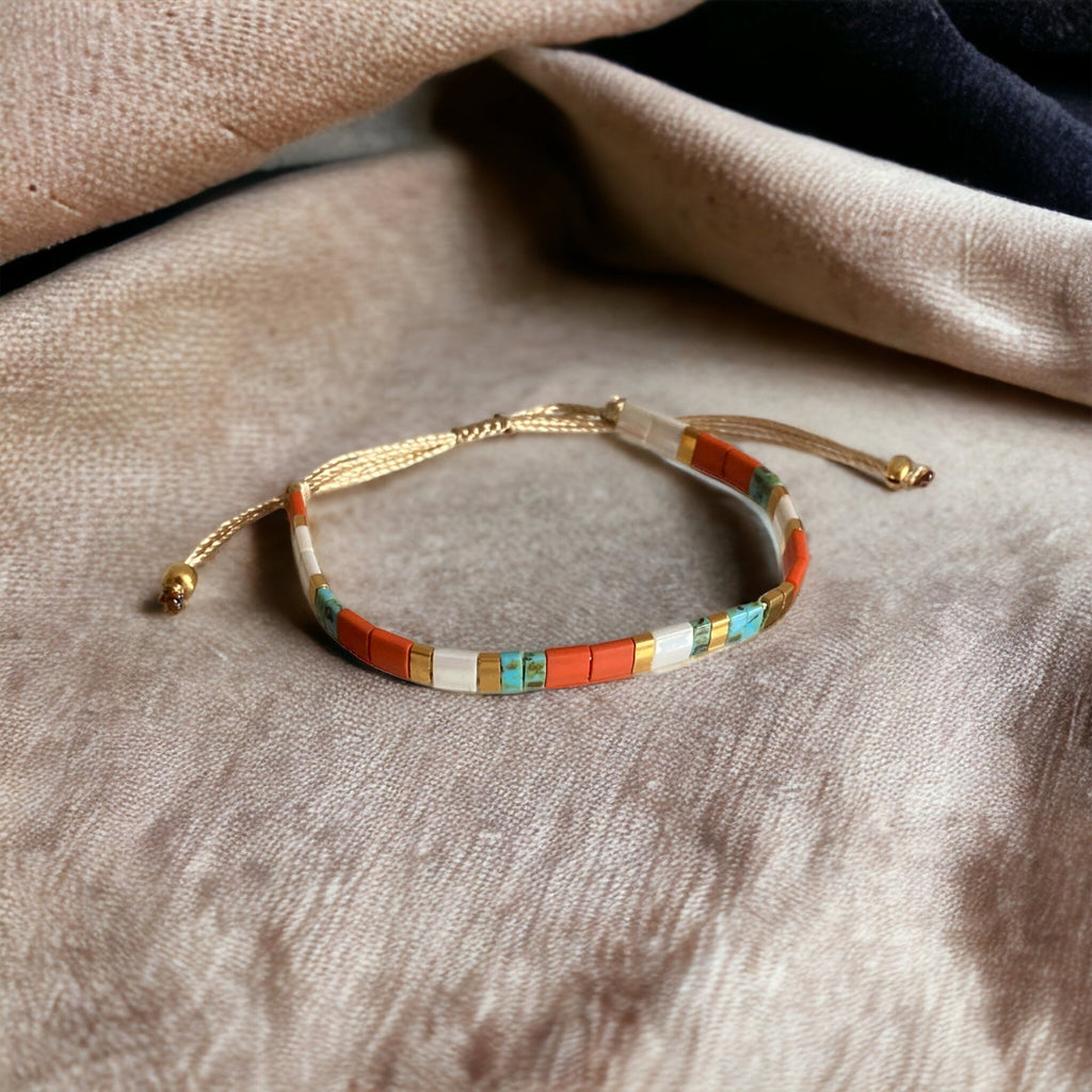 Bracelet Miyuki Tila plaqué or 24k – bracelet bohème chic réglable – fait main - Lagaleriepoetique