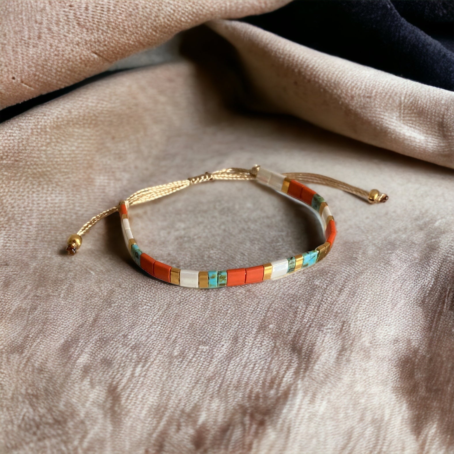 Bracelet Miyuki Tila plaqué or 24k – bracelet bohème chic réglable – fait main - Lagaleriepoetique