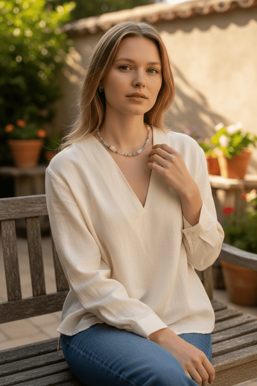 Collier bohème chic en pierres naturelles – aigue - marine & citrine – acier inoxydable - Lagaleriepoetique