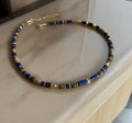 Collier bohème chic en pierres naturelles – œil de tigre, lapis lazuli & jaspe paysage – acier inoxydable - Lagaleriepoetique