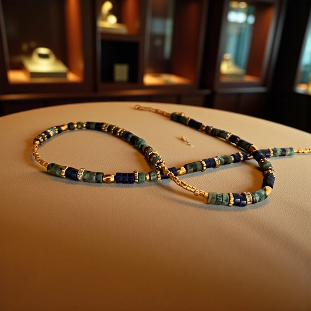 Collier bohème chic lapis lazuli & turquoise – perles Miyuki plaqué or 24k – acier inoxydable - Lagaleriepoetique