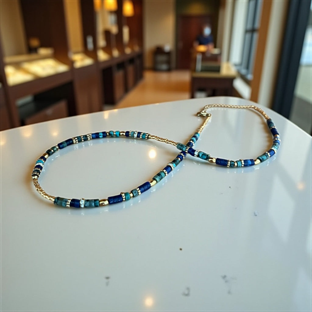 Collier bohème chic lapis lazuli & turquoise – perles Miyuki plaqué or 24k – acier inoxydable - Lagaleriepoetique