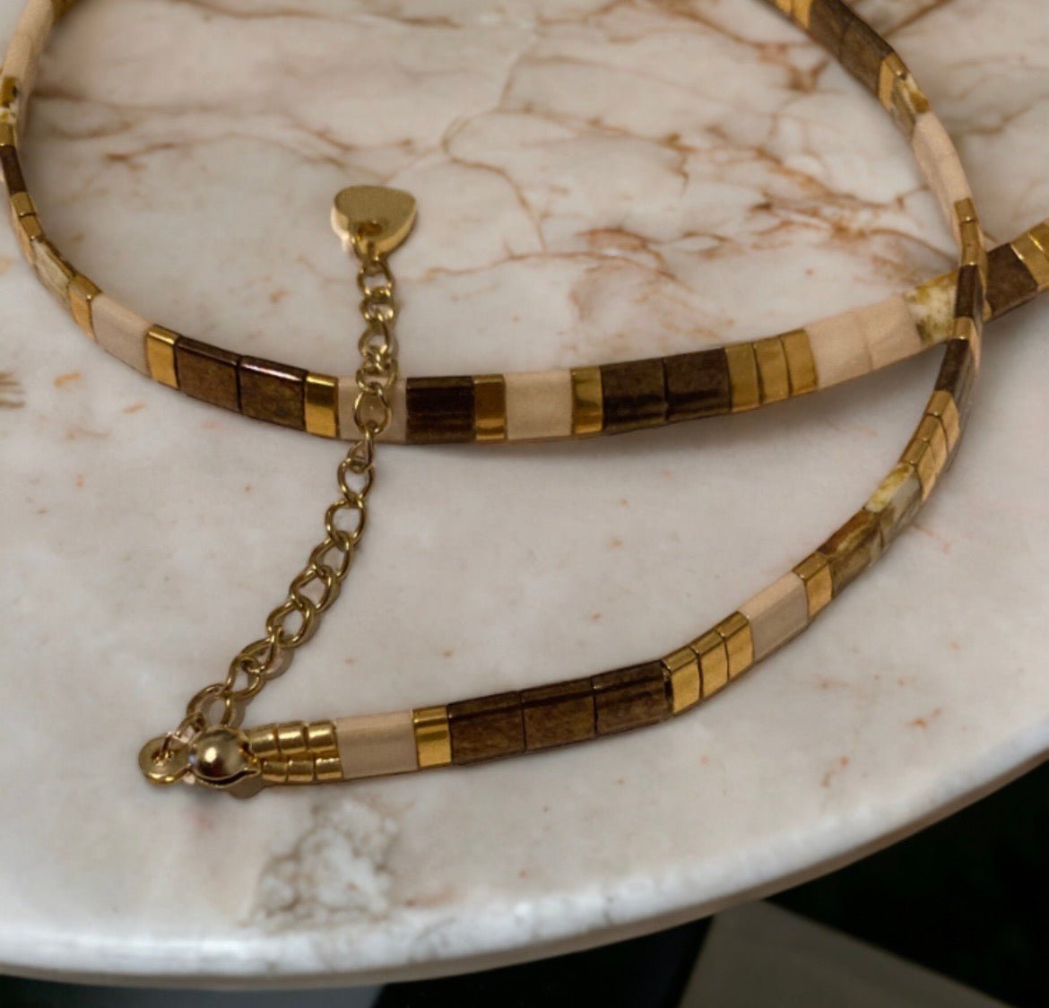 Collier Miyuki Tila plaqué or 24k – collier bohème chic graphique – acier inoxydable - Lagaleriepoetique