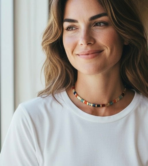 Collier Miyuki Tila plaqué or 24k – collier bohème chic graphique – acier inoxydable - Lagaleriepoetique