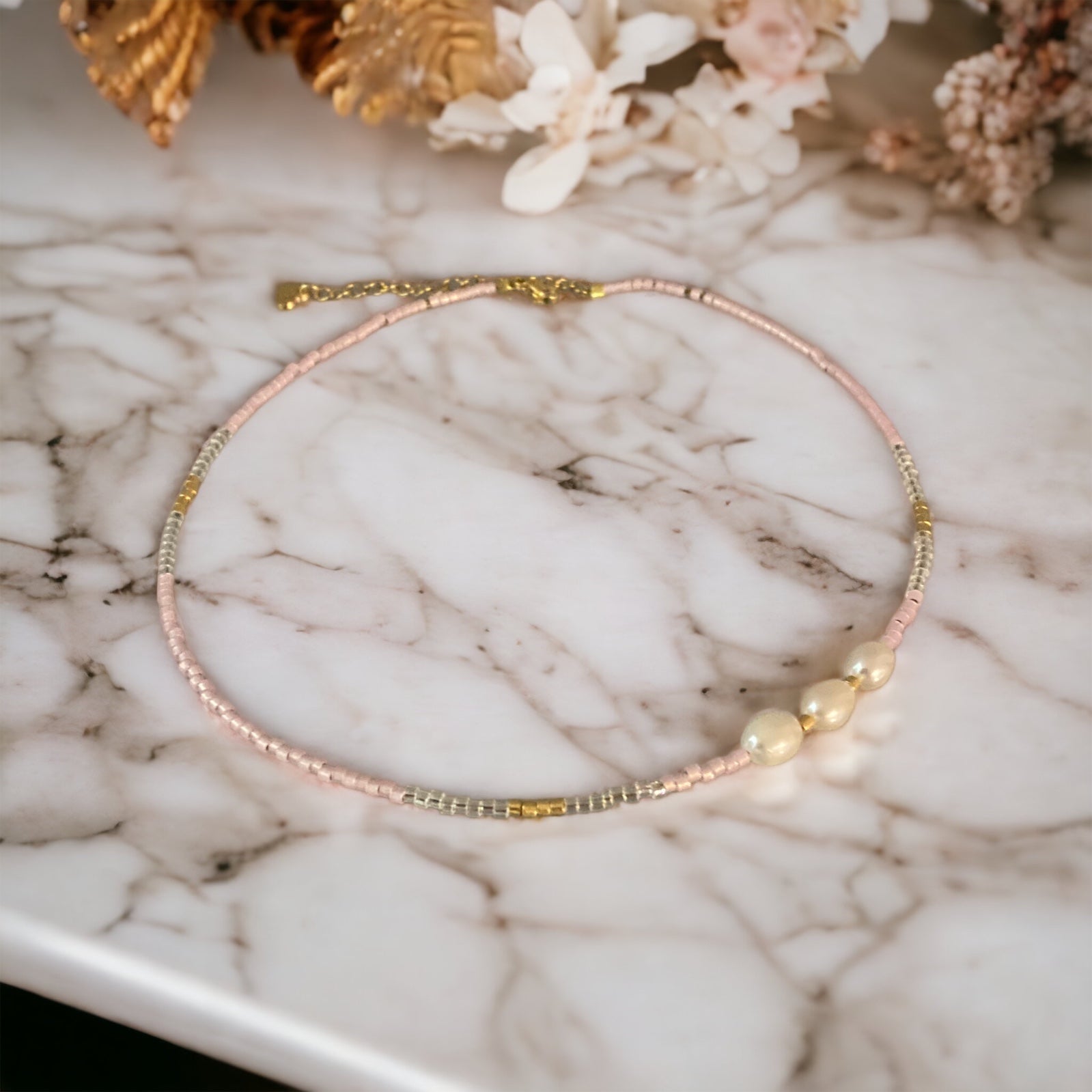 Collier perles Miyuki plaqué or 24k – collier fin bohème chic – acier inoxydable - Lagaleriepoetique