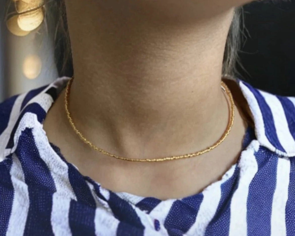 Collier perles Miyuki plaqué or 24k – collier fin bohème chic – acier inoxydable - Lagaleriepoetique