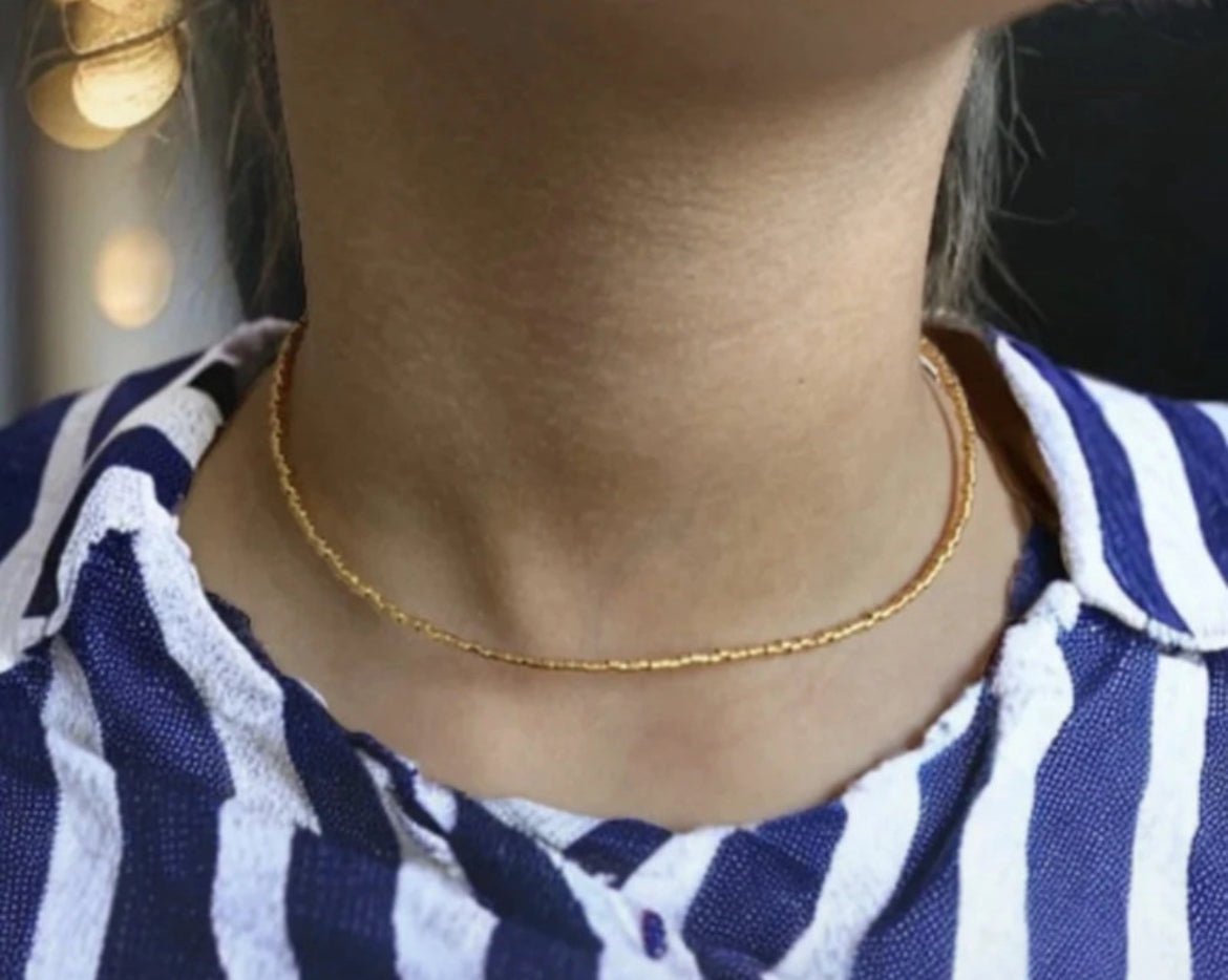 Collier perles Miyuki plaqué or 24k – collier fin bohème chic – acier inoxydable - Lagaleriepoetique
