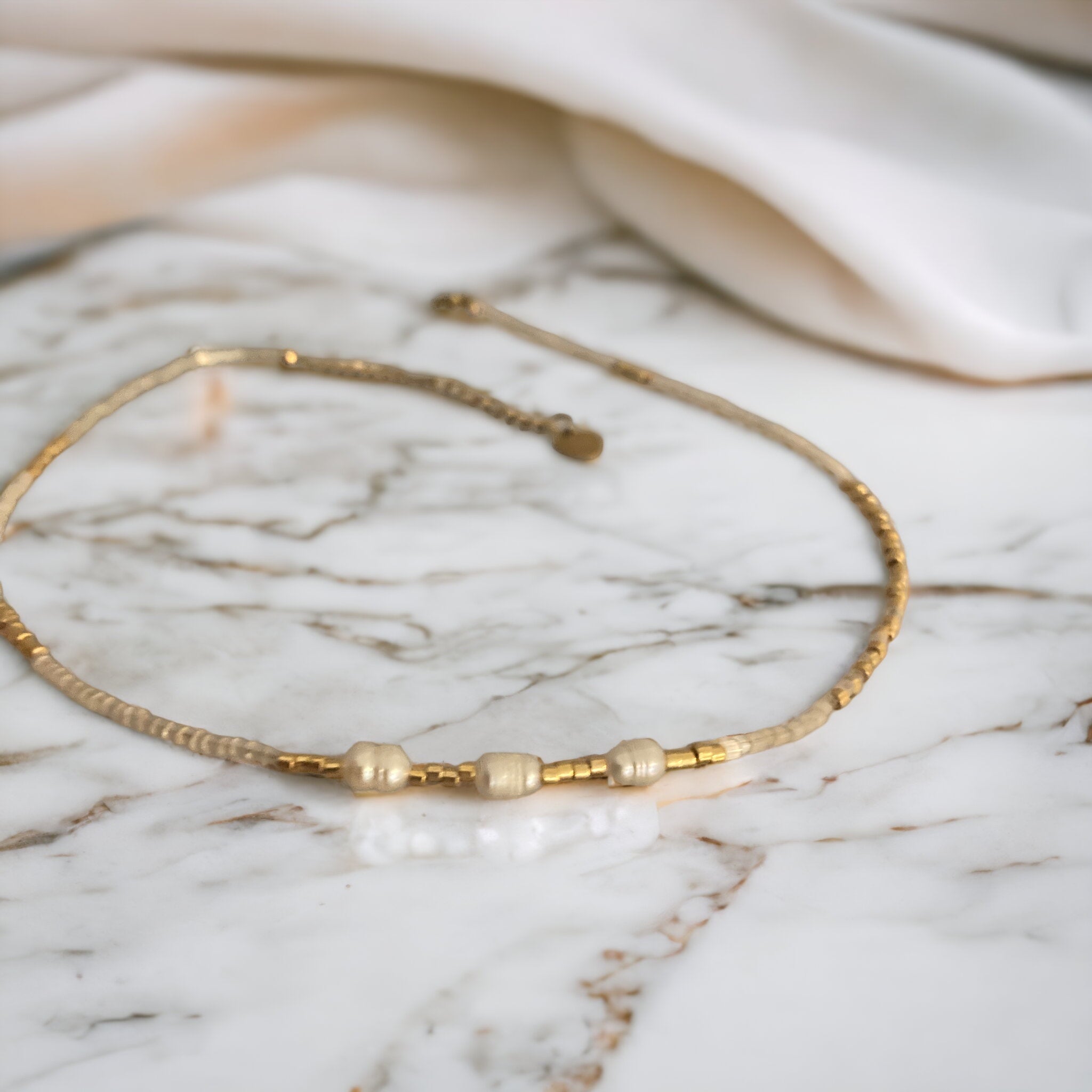 Collier perles Miyuki plaqué or 24k – collier fin bohème chic – acier inoxydable - Lagaleriepoetique