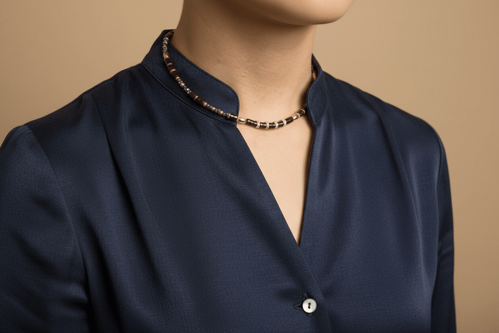 Collier Ras du Cou Artisanal – Onyx Noir, Perles Japonaises & Acier Inoxydable - Lagaleriepoetique