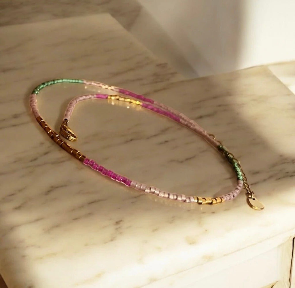 Collier Ras du Cou Artisanal – Perles Miyuki & Plaqué Or 24 Carats - Lagaleriepoetique