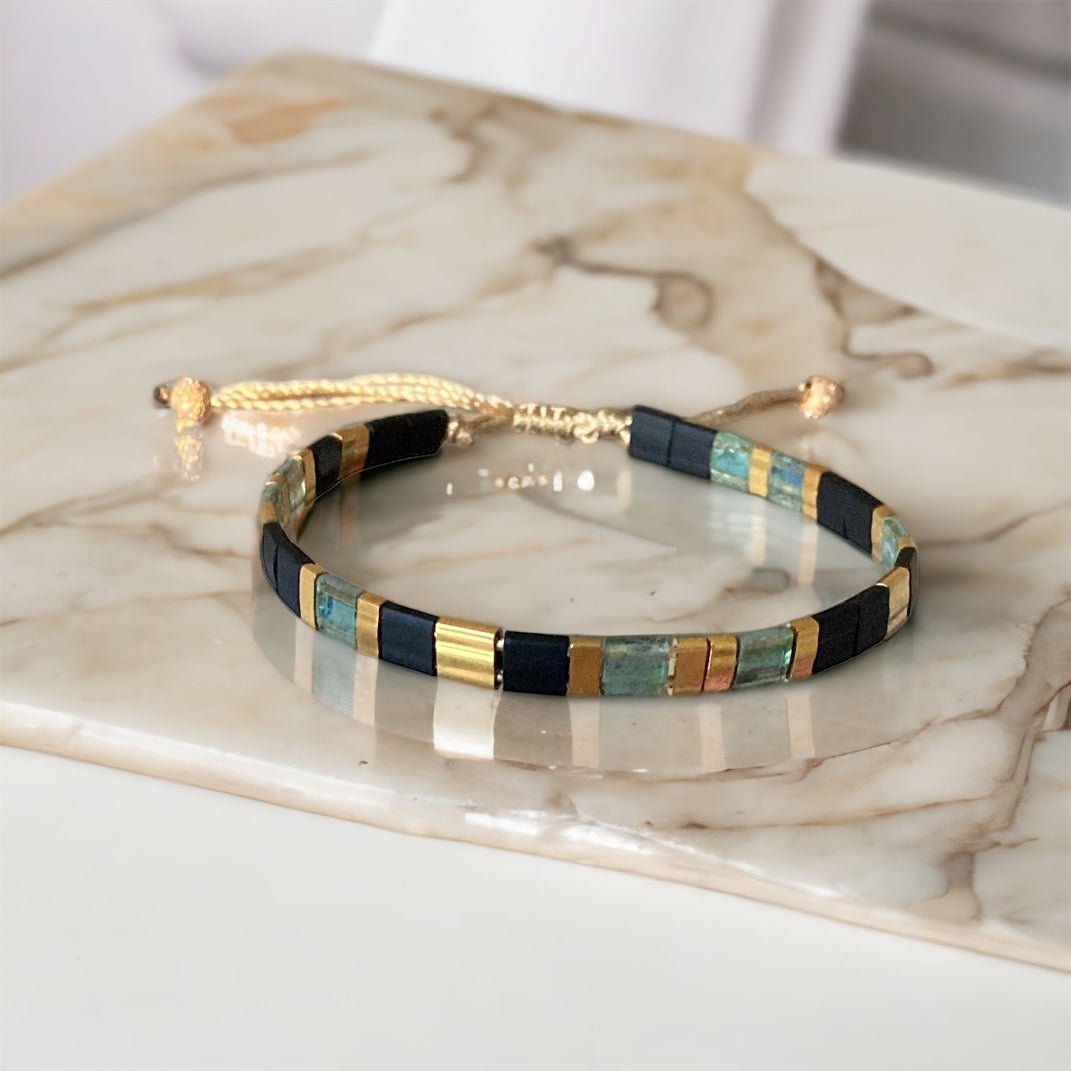 Set de deux bracelets Miyuki Tila plaqué or 24k – bracelet bohème chic réglable – fait main - Lagaleriepoetique