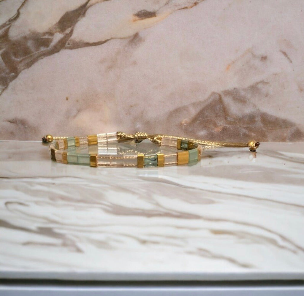Set de deux bracelets Miyuki Tila plaqué or 24k – bracelet bohème chic réglable – fait main - Lagaleriepoetique