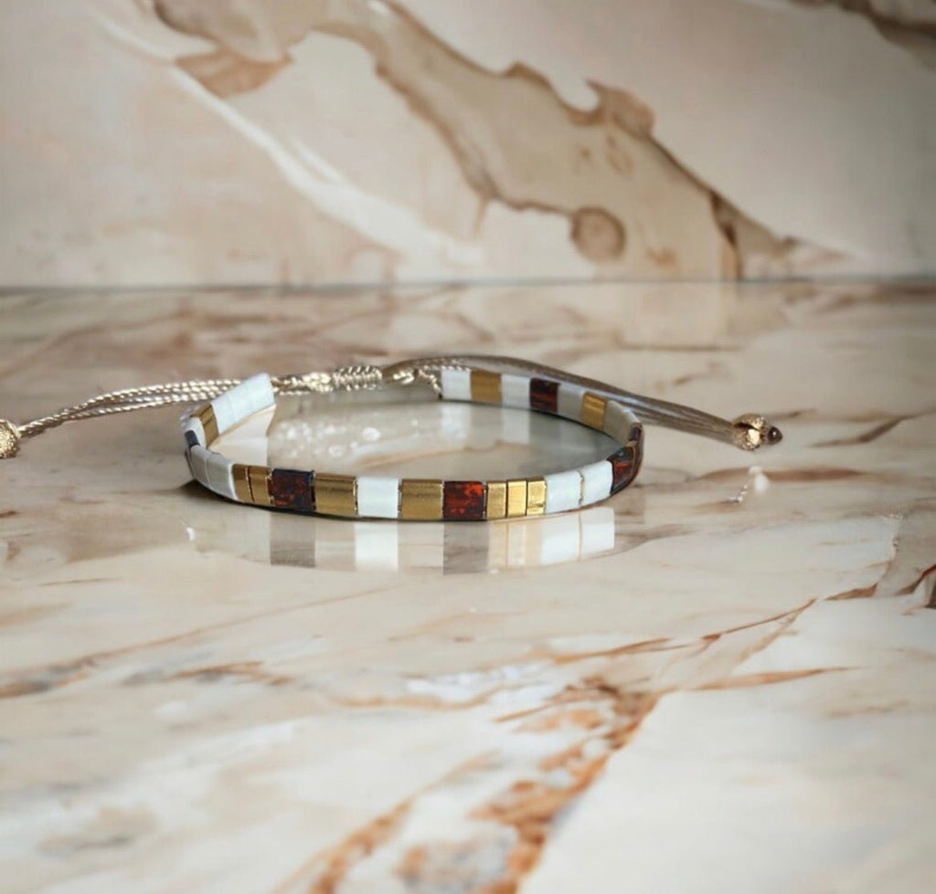 Set de deux bracelets Miyuki Tila plaqué or 24k – bracelet bohème chic réglable – fait main - Lagaleriepoetique