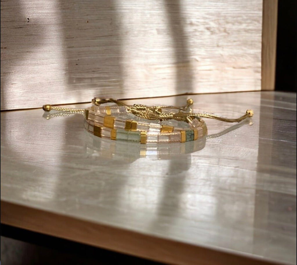 Set de deux bracelets Miyuki Tila plaqué or 24k – bracelet bohème chic réglable – fait main - Lagaleriepoetique