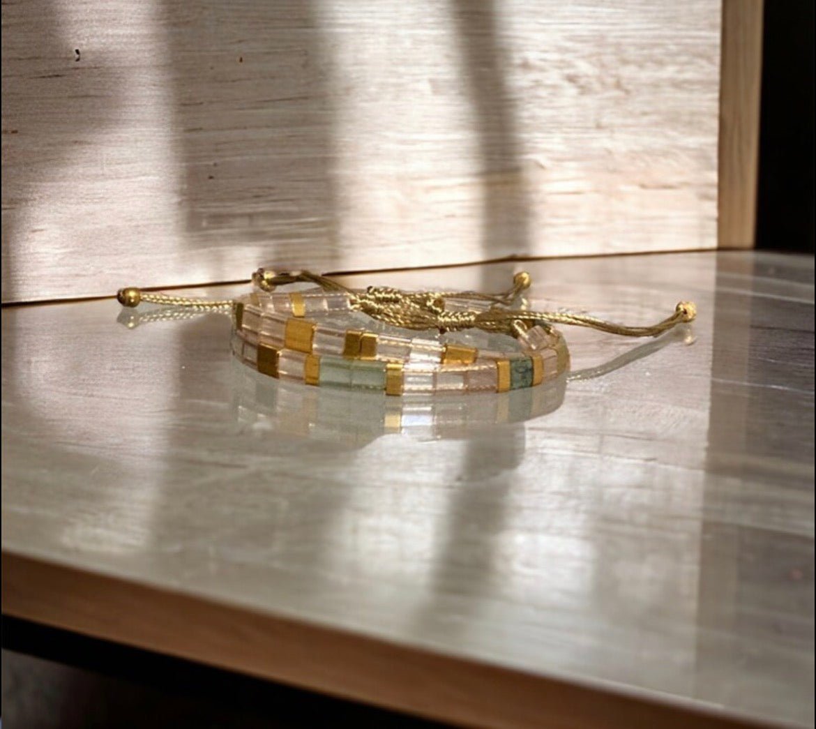 Set de deux bracelets Miyuki Tila plaqué or 24k – bracelet bohème chic réglable – fait main - Lagaleriepoetique
