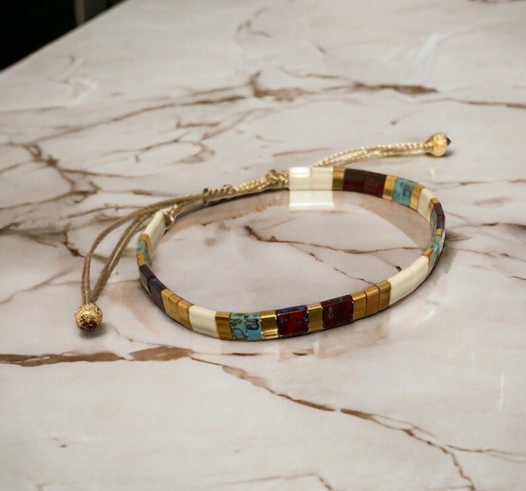 Set de deux bracelets Miyuki Tila plaqué or 24k – bracelet bohème chic réglable – fait main - Lagaleriepoetique